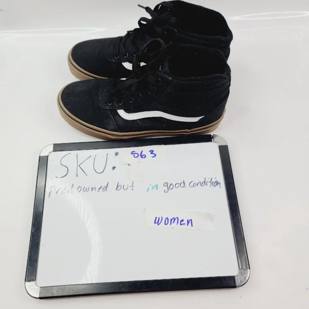 Vans Boy's Black Ward Hi Lace Up Gum Sole High-Top Athletic Sneaker‎ Size 6